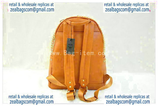 High Quality Replica MCM Stark Backpack in Camel Grainy Leather - Click Image to Close